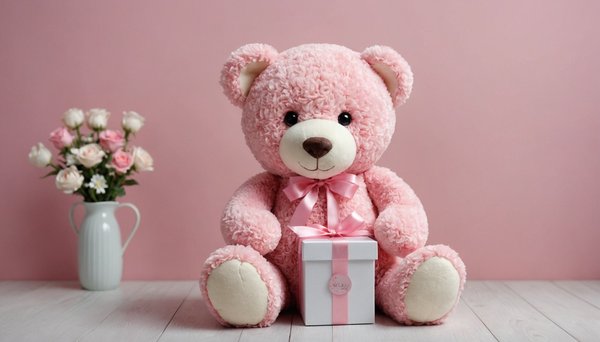 Ours en rose avec boîte : le cadeau doux et romantique